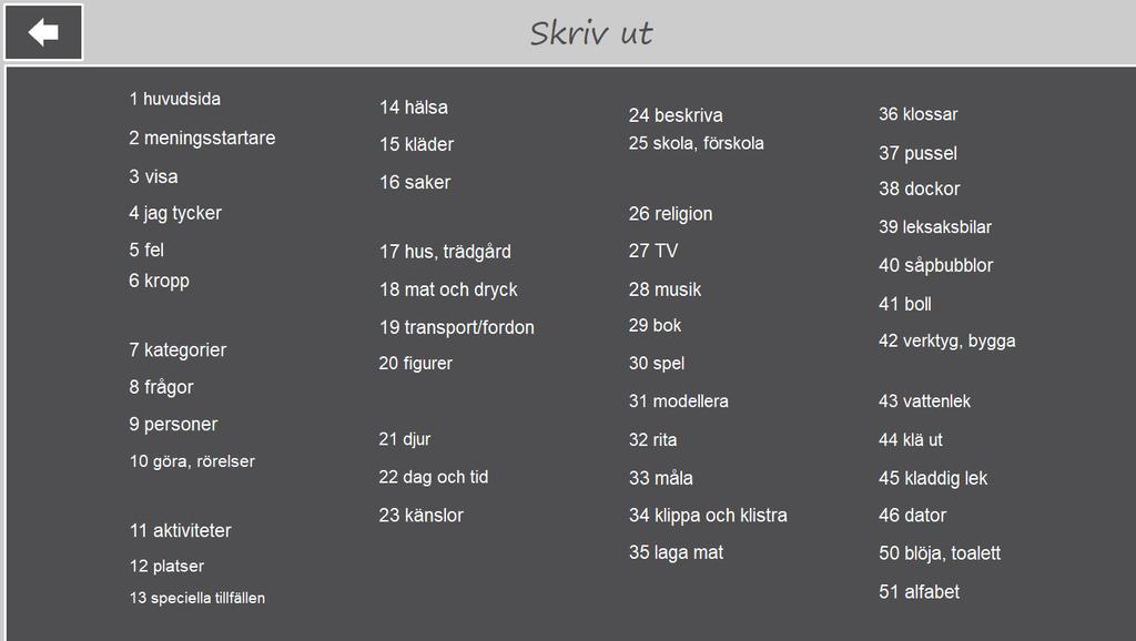 6.8.2 En sida Gå till En sida för att välja en specifik sida att skriva ut. Följande vy visas: OBS att Utskriftsinställningar måste vara A4, Liggande och Ensidig. Se kapitel 6.8.1.