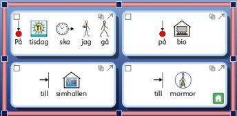 Anpassa storleken i cellen till samma När du har skapat en tavla och lagt in innehåll i cellerna så kan det hända att storleken på text och symboler blir olika från cell till cell.