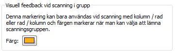 Du kan också välja en färg som visar när scanningen är i slutet av en scanningsgrupp. Klicka i färgrutan för att byta till annan färg.