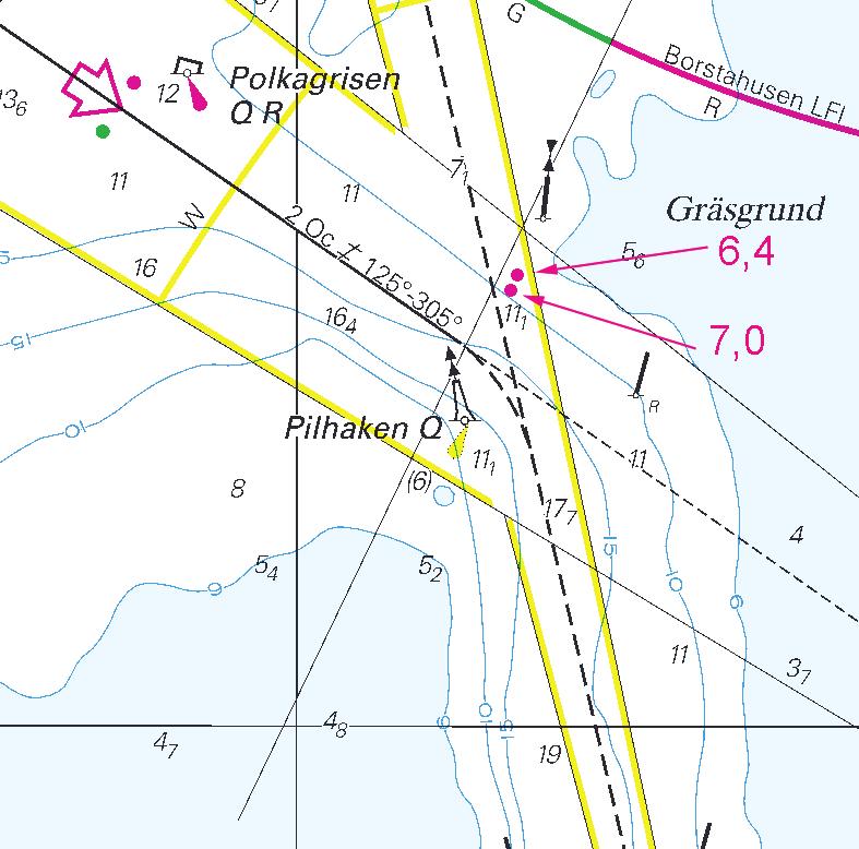 12 Öresund / The Sound * 7226 (P) Sjökort/Chart: 922 Sverige. Öresund. Inloppet till Landskrona. V om Gräsgrund. Uppgrundning.