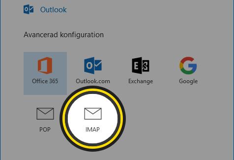 7. Välj kontotypen IMAP och du tas direkt vidare till lösenordsfältet. Steg 8. OBS! Det kan nu hända att steg 11 visar sig, du kan därför behöva hoppa lite mellan punkterna 8-11.