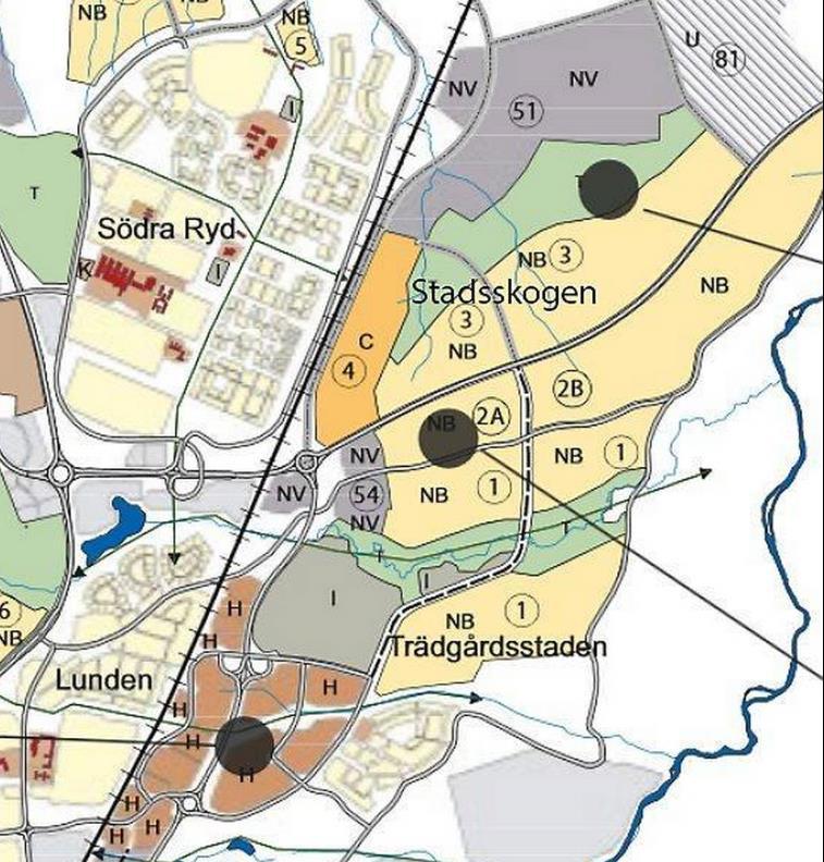 4 På lång sikt år 2025 och 2030 4.1 Förutsättningar Direkt öster om Stallsiken byggs ett nytt bostadsområde, Trädgårdsstaden.