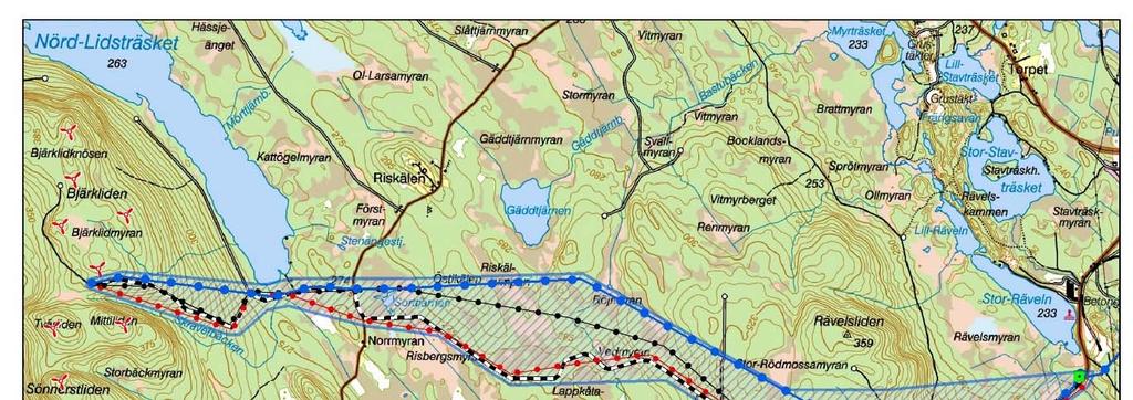 RAPPORT 6(17) Figur 2. Utredningskorridor med studerade alternativ på sträckan Tomasliden- Bastuträsk. 3.