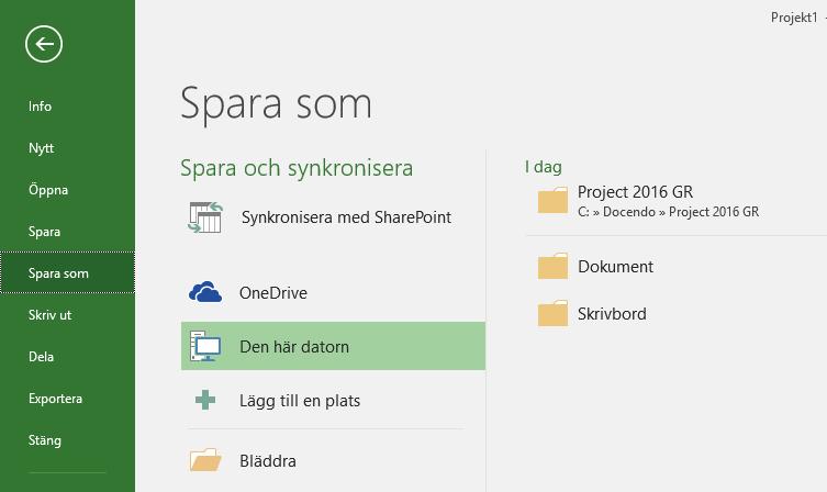 SPARA PROJEKT Vänj dig vid att spara dina projekt direkt när du skapar dem.