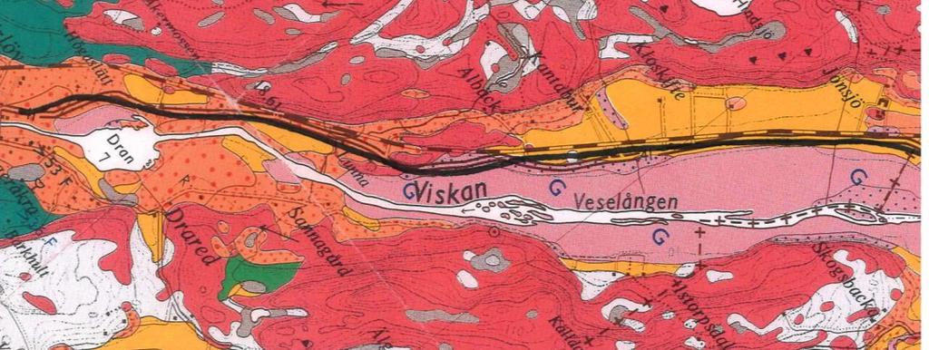 BILAGA 1 Sidan 1 (2) Väg 41, Järlöv - Länsgränsen Geotekniska förutsättningar översiktlig beskrivning Grundförstärkning, 100-200 m Grundförstärkning, 500-600 m Teckenförklaring Berg i dagen Sand