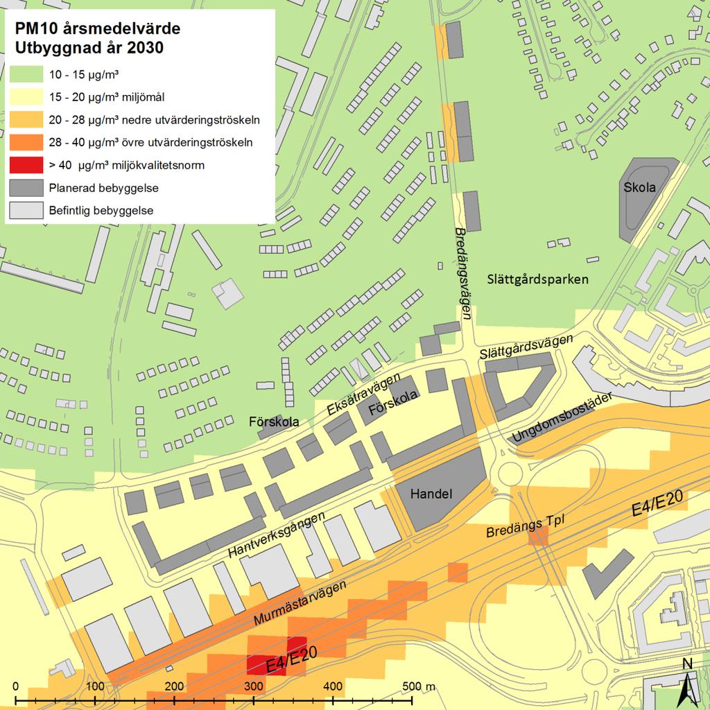 LVF 2018:3 Luftkvalitetsutredning för Mälaräng, år 2030 Figur 13.