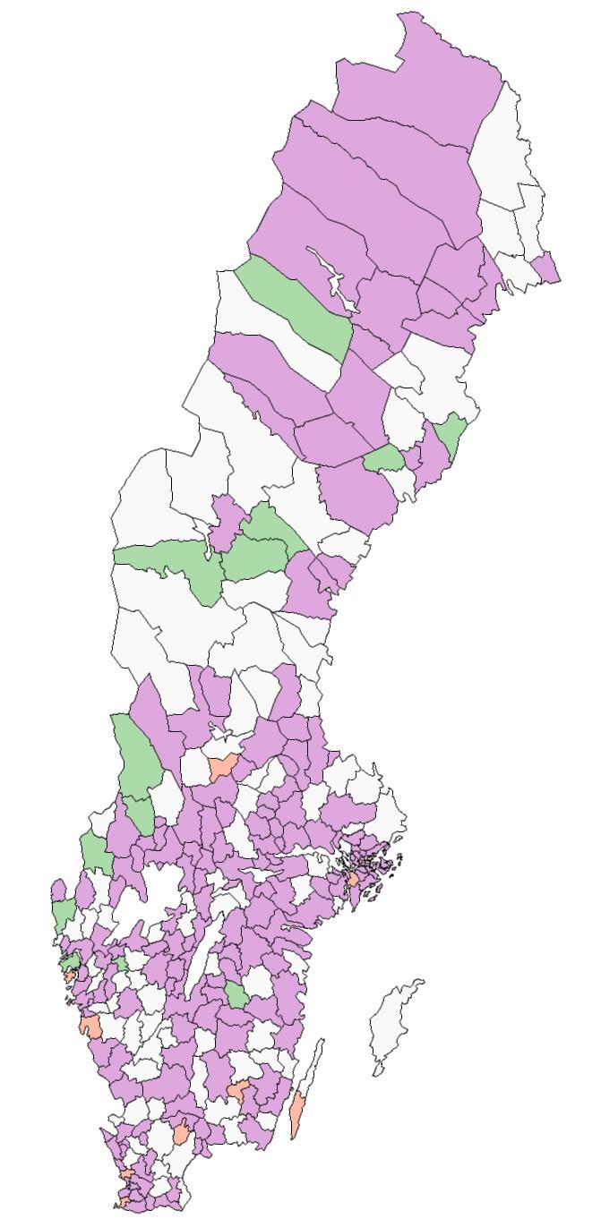 Kommunreformer 1863: 2 500 primärkommuner Städer och socknar 1952: 816 Storkommuner Påverkade främst landsbygd Landskommun, köping, stad 1971: 282 Kommuner Centralortsprincip Befolkningens fördelning