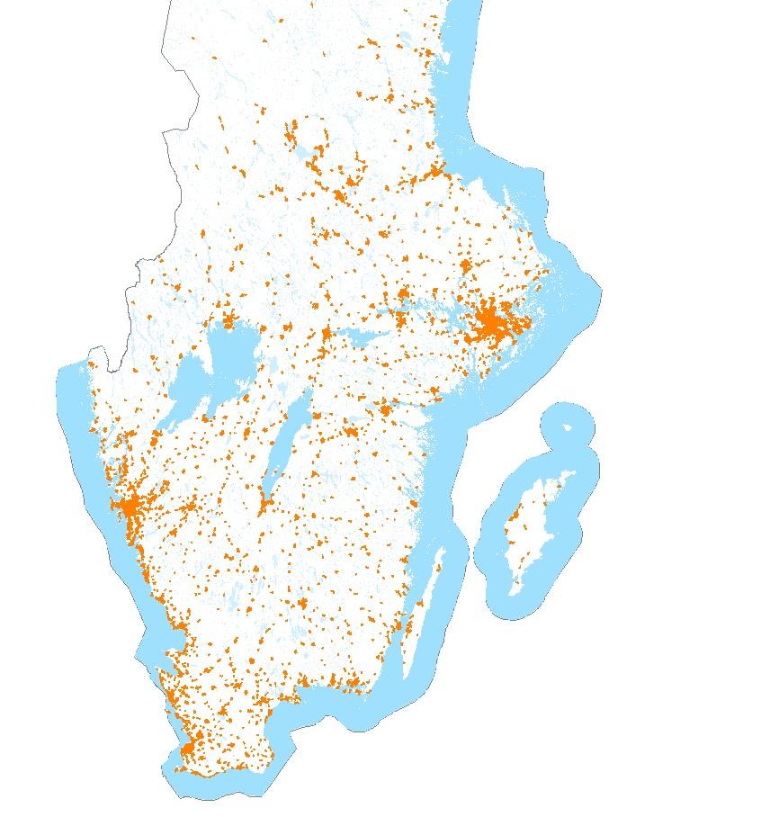 Antal tätorter 2015 1979 tätorter 41 % har färre än 500 invånare 6 % har fler än 10 000 invånare 9 stycken har fler än 100 000 invånare Antal 2 100 2