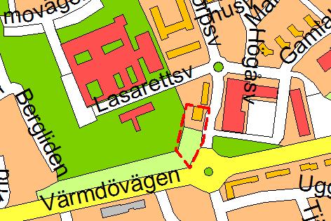 en mindre del av den kommunala fastigheten Sicklaön 40:14.