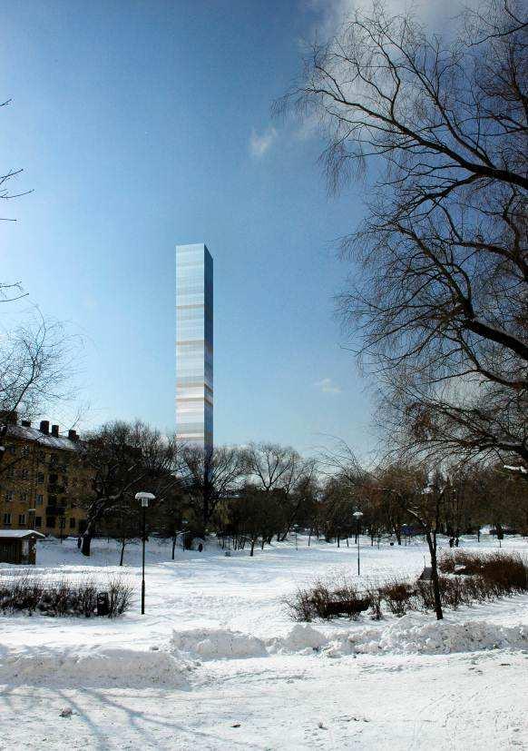 Byggnadens höjd gör att den kommer att vara synlig på långt håll och bli ett av Storstockholms landmärken.