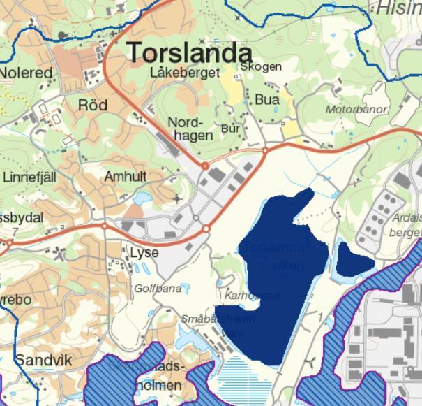 Program för centrala Torslanda 5 (16) 2. Dagvattenhantering 2.1 Områdesbeskrivning Från programområdet avleds ytvatten till Torslandaviken och vidare ut i Rivö fjord, se Figur 1.