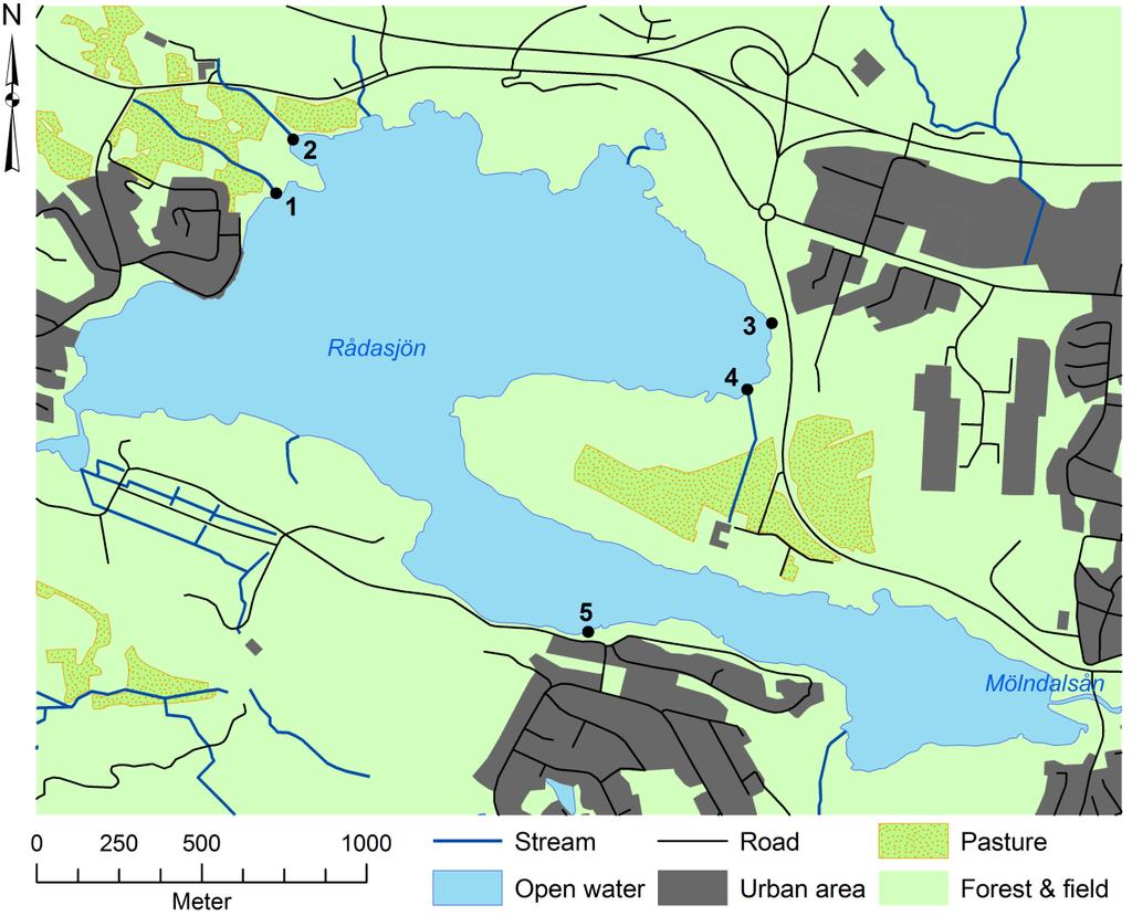 Rådasjön råvattenintag Yta: 2 km 2 Max.