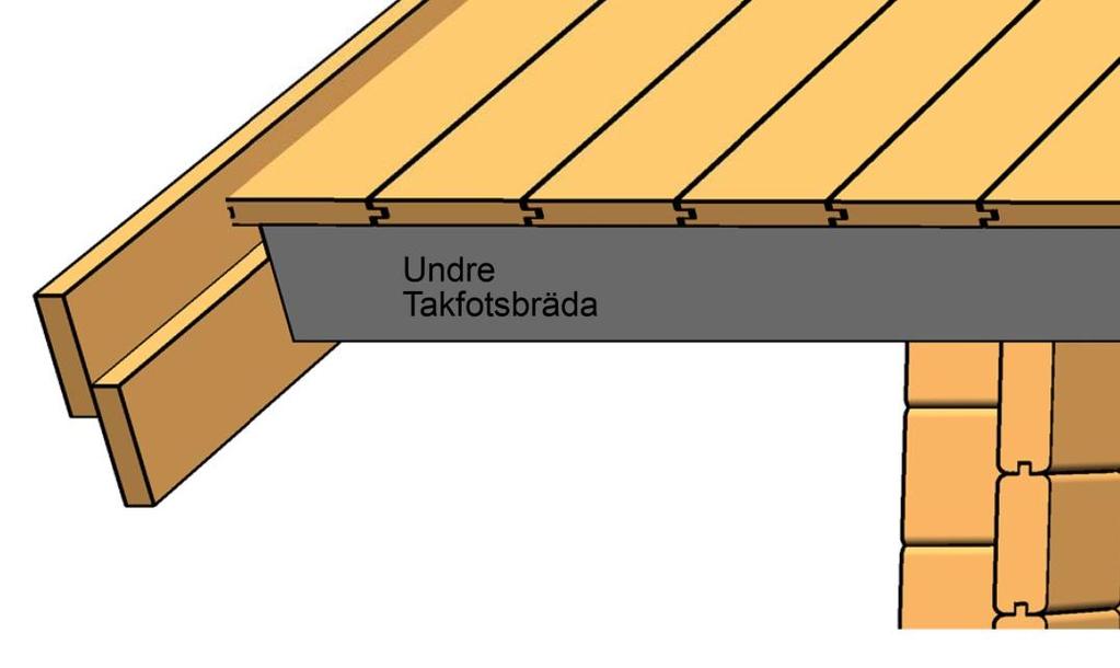 Förskjut vindbrädan ca 7-8cm uppåt. Förskjutningen kan väljas efter egen smak, eller beroende på kommande takbeklädnad.