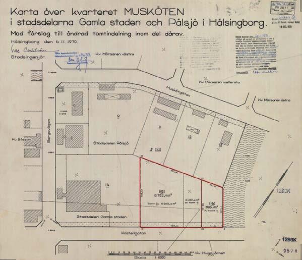 Tomtindelning (avsedd att upphävas för Musköten 15) För del av planområdet gäller tomtindelning, 1283K-9578, upprättad 29 juni 1964.