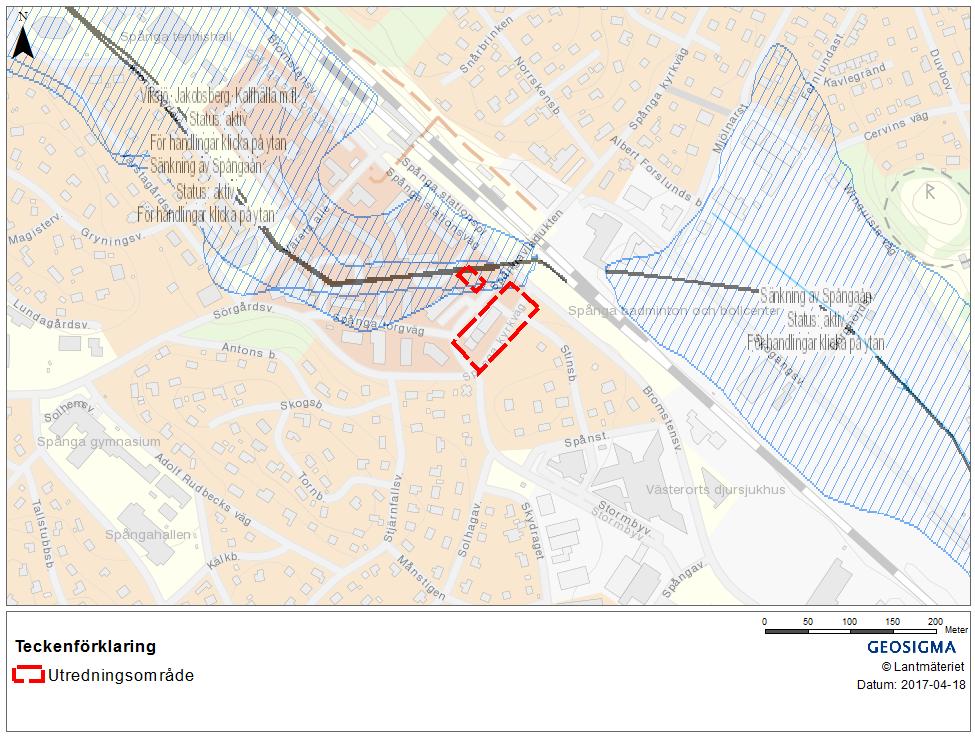 Strax nordost om utredningsområdet återfinns också markavvattningsföretaget Sänkning av Spångaån med tillhörande båtnadsområde. Även detta utgörs i praktiken av Bällstaån.