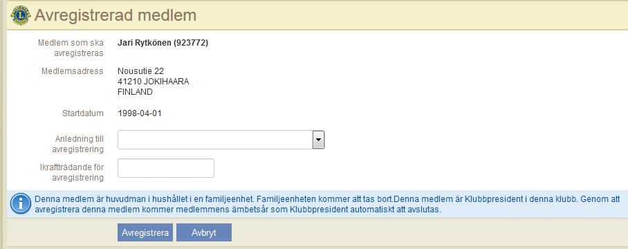 uteslutas I fönstret som öppnas väljs: - Orsak