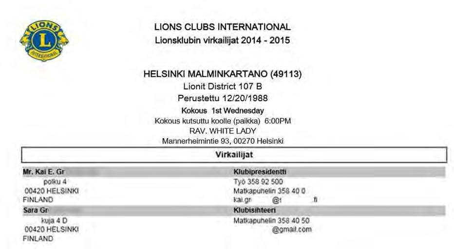 Medlemsuppgifter Sivu 20 / 22 9.6 Familje-enhetens rapport 9.