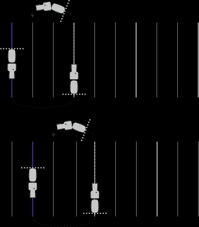 Parallellkörning TRACK-Leader Använda styrlinjer för parallellkörning 6 Ställa in segment-läge Möjliga inställningar När du använder funktionen Segment kan du bestämma om markeringen av de styrlinjer