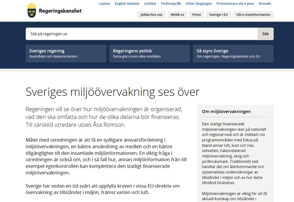 Miljöövervakningen utreds