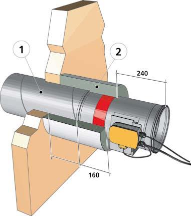 Installation Installation utanför vägg eller bjälklag av lättbetong eller betong, maximalt brandklass EI120 Om spjället monteras utanför vägg/bjälklag skall komplettering med brandisolering göras.