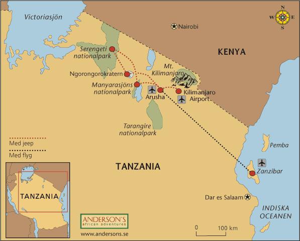 Ni åker med er guide mot Lake Manyara med picknicklunch.