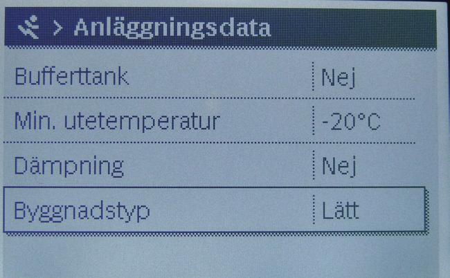 Under meny Anläggningsdata måste du ställa in er aktuella DUT för området menyn Min.