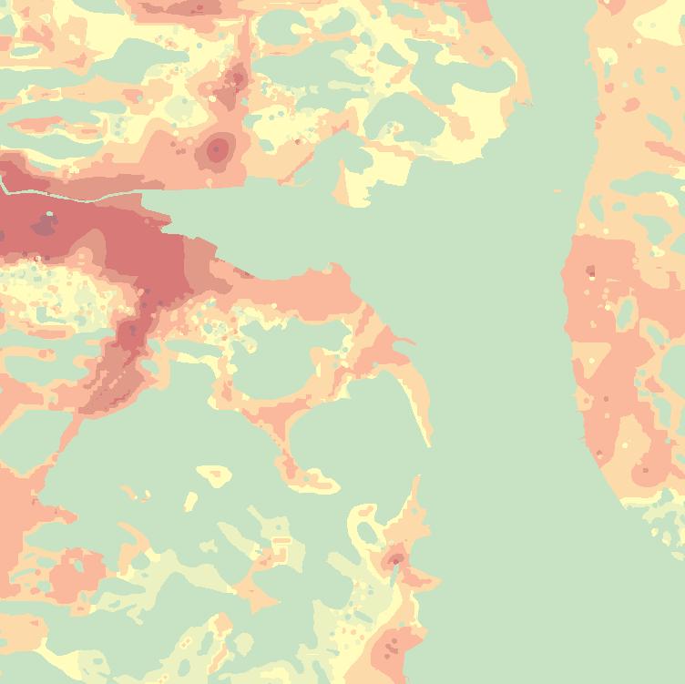 Kartans syfte är att ge en generell bild av jordtäckets mäktighet.