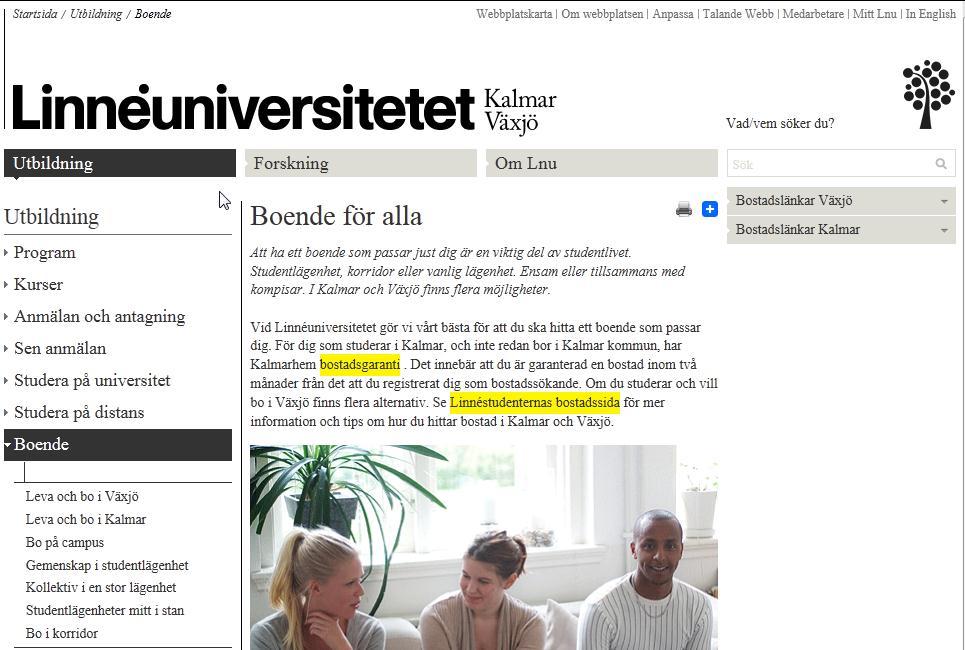 Webbplatsen länkar till ett flertal externa system, ofta helt utan förvarning, vilket medför att användaren kastas mellan olika navigationskoncept (se P11c).