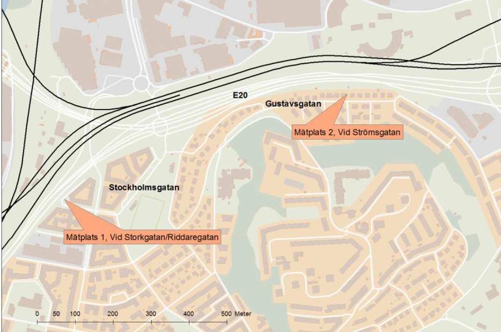 Vibrationer Vibrationsmätningar har genomförts på två platser utmed avsnittet Sävenäs Station Centralen, då det på grund av närhet och geoteknik har bedömts kunna finnas risk för komfortstörande