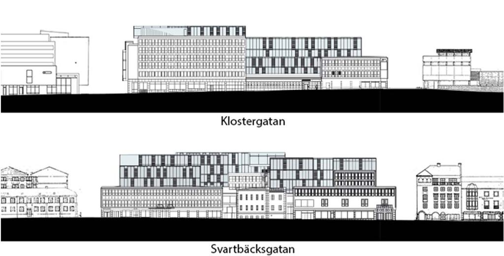 Kvarteret med den föreslagna påbyggnaden längs Klostergatan, Svartbäcksgatan, S:t Persgatan och Dragarbrunnsgatan.