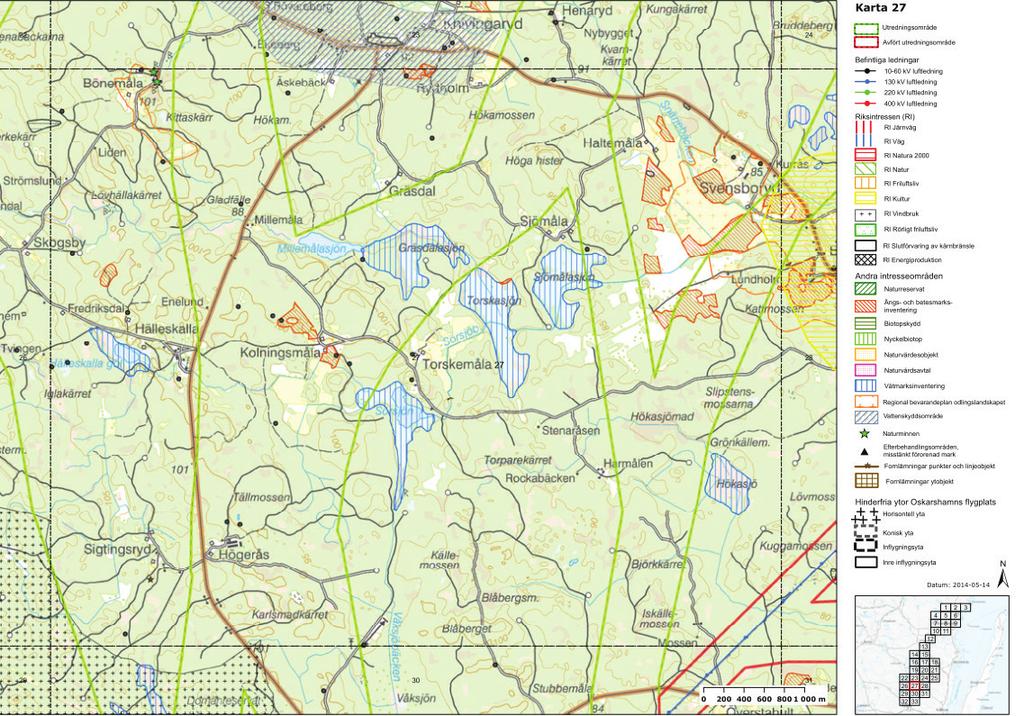 Bakgrund I samrådsunderlag 1, daterat maj 2014, presenterades ett utredningsområde inom vilket Svenska kraftnät föreslog att anlägga den planerade ledningen, se figur 1.