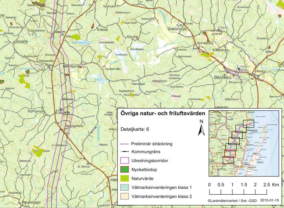 Figur 2. Utdrag ur karta från samrådsunderlag 2, januari 2015.