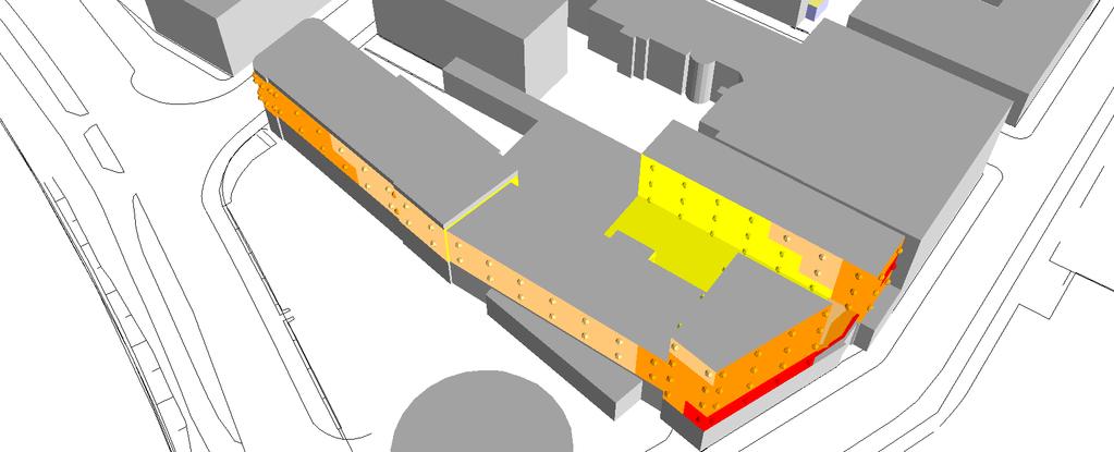 Elevation 2 < <= 2 Elev ation <=8 8< Elev ation <=8 8< KV BANDVAKTEN, KALMAR Trafikbullerutredning Situation trafik framtidsprognos +15 år Maximal ljudnivåer vid fasader samt innergård ÖVRIGT Kartan