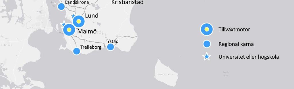 Regionala krnor r i sin tur orter med en viss storlek, attraktion som pendlingsort och grad av mngsidighet.