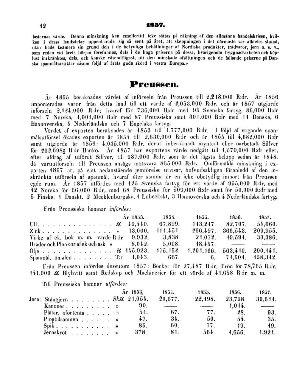 12 1857. lasternas värde.