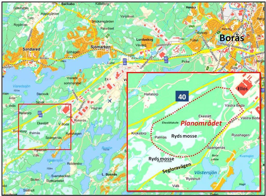 6 2. Orientering På uppdrag av Borås Energi & Miljö har COWI AB utarbetat föreliggande dagvattenutredning till detaljplan för Viared Västra.