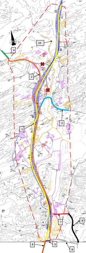 Tabell 5: Trafikflöden, Nollalternativ, prognosår 2045 Årsdygnsmedelvärde, ÅDT: 2045 Hastighet ID Väg Total trafik Personbilar Tung trafik Km/h 1 E20, Norr om 181 13070 9980 3090 80 2 E20, Norr om