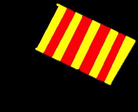 Gul/Röd randig flagga Används när: -Banan är hal (regn, olja eller dylikt).