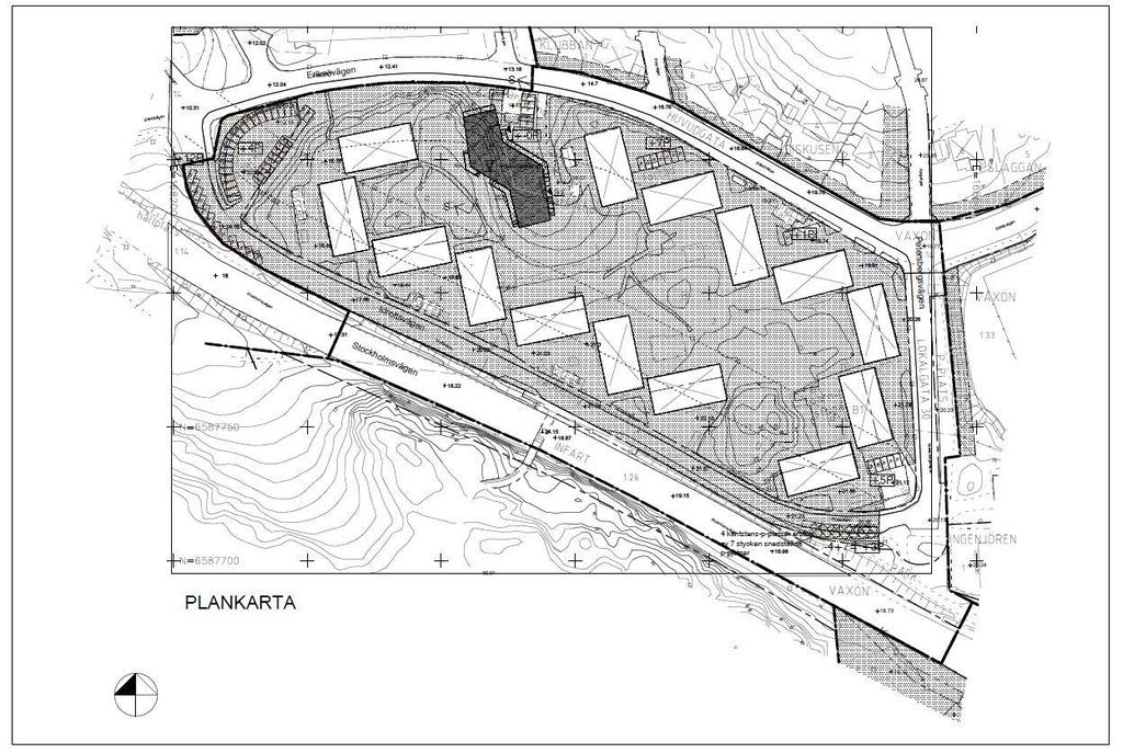 4.1 Planområde efter förtätning Vaxholms kommun planerar att förtäta området genom att bygga ett flerbostadshus med totalt 60 nya bostäder.