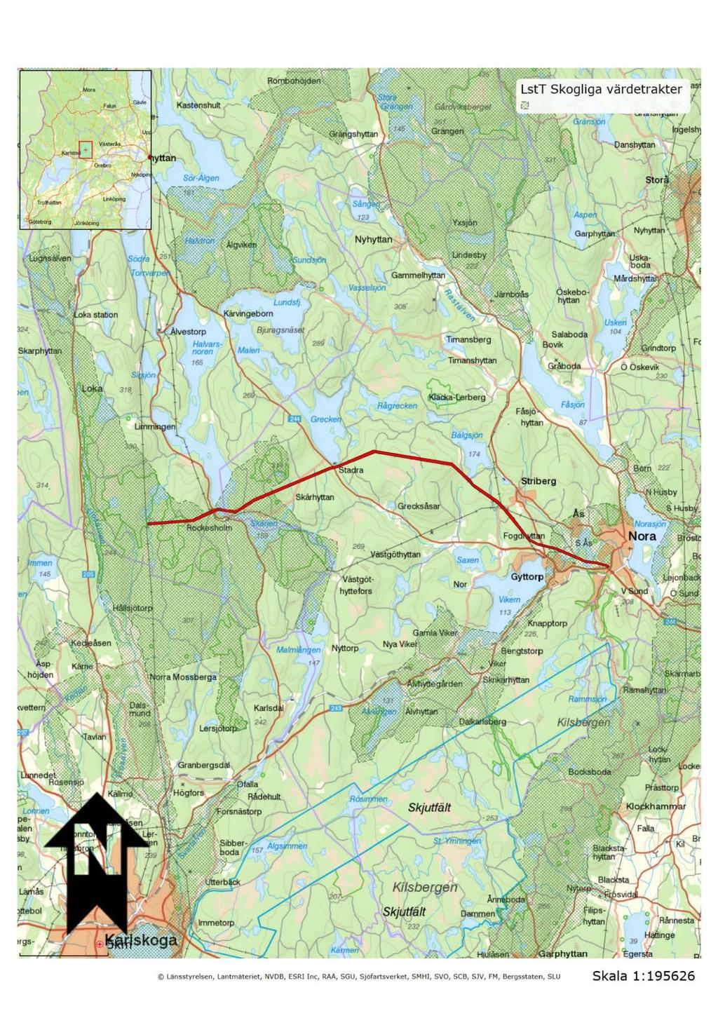 Figur 9. Skogliga värdetrakter.