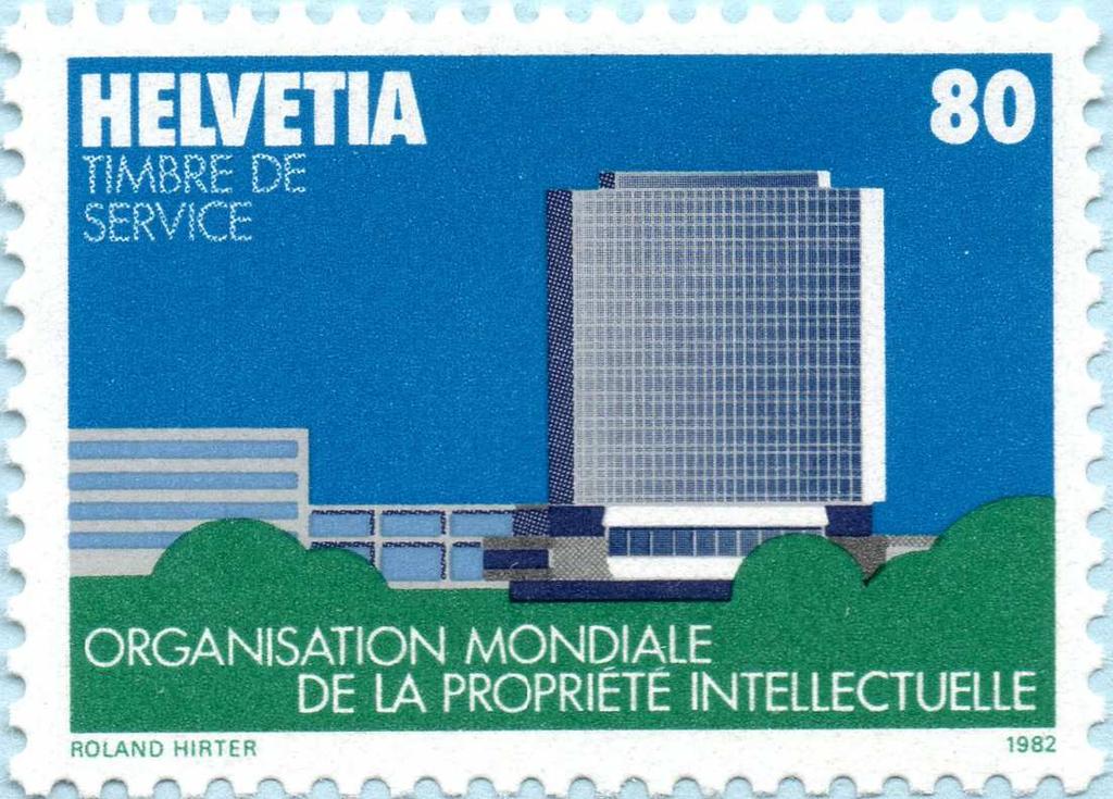 Världspostföreningen i Bern (UPU) Under åren 1957-2005 gav Schweiz ut 20 frimärken för organisationen med särskild design för