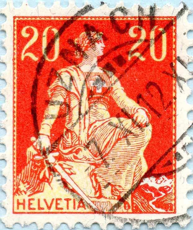 Helvetia med svärd 1908 gavs en serie "Helvetia med svärd" med 10 märken ut.