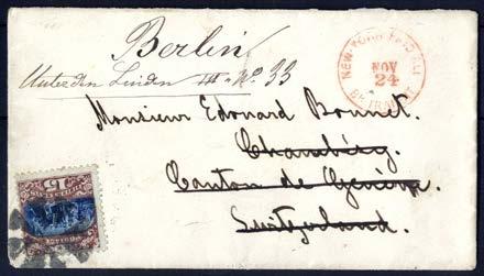 562 563 564 562 15 cent Landing of Columbus (Sc.119/Mi.32II) singel på litet brevkuvert avstämplat med korkstämpel, till Chambesy, Schweiz.