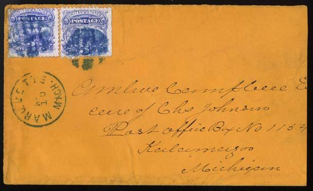 509 509 3 cent Locomotive (Sc.114/Mi.28) 2 st dokument där frimärken har används för att betala en icke postal avgift.