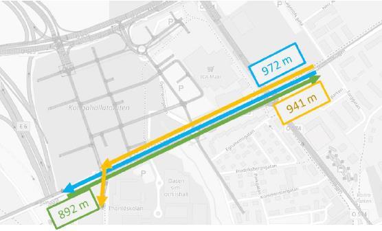 Figur 86 Kollektivtrafikstråk mellan