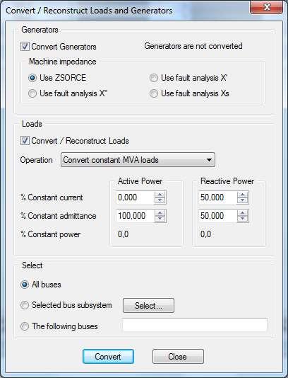 - Power Flow, Solution: (NSOL/FNSL/SOLV/MSLV) - Power Flow: Konvertera last/generator, CONL/CONG - Power Flow, Solution: ORDR/FACT/TYSL - Spara i en sav-fil Det första steget för att kunna göra