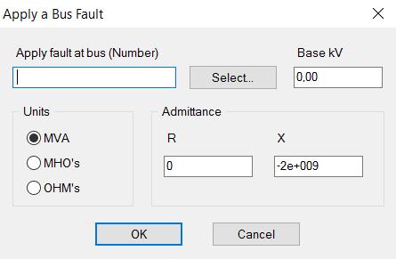 Användaren väljer hur länge Bus Fault skall simuleras. Figur 3.6 Appliy Disturbance/Bus Fault, används för att applicera ett fel på en knutpunkt. Källa: PSS/E.