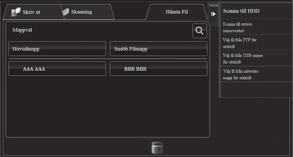 Användningen av maskinens hårddisk visas i grafi skt format, separat för huvudmapp, egen mapp och snabbfi lsmapp.