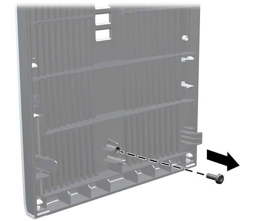 6. Ta bort säkerhetsskruven från täckramens insida. Bild C-7 Ta fram säkerhetsskruven för frontpanelen 7. Sätt tillbaka täckramen för frontpanelen.