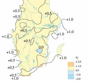 Väder i april 2012 Temperatur Temperaturavvikelsen mot normalåret var under april ungefär lika stor i hela